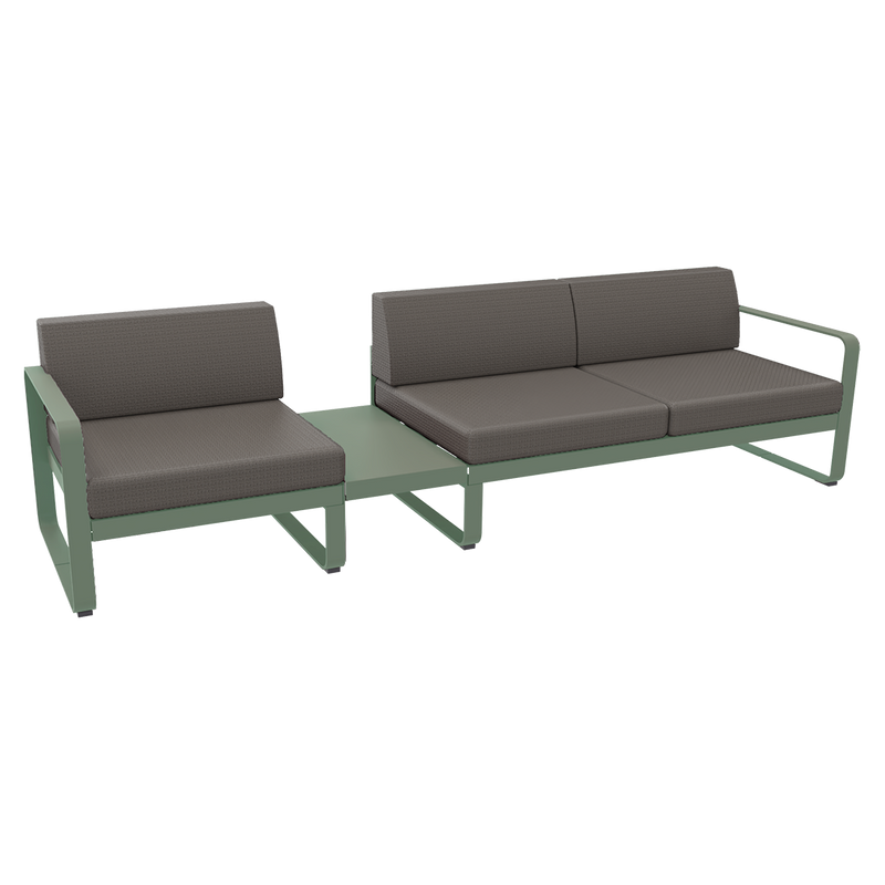 Load image into Gallery viewer, Fermob Bellevie Modular Sofa Composition 1A – Cactus frame with Grey Taupe fabric cushions
