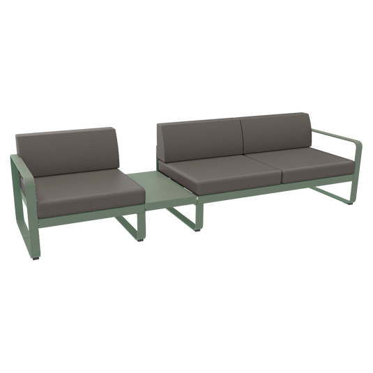 Fermob Bellevie Modular Sofa Composition 1A – Cactus frame with Grey Taupe fabric cushions