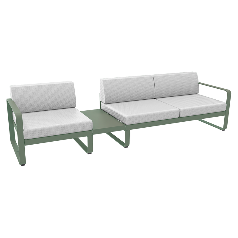 Load image into Gallery viewer, Fermob Bellevie Modular Sofa Composition 1A – Cactus frame with Off-White fabric cushions
