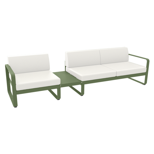 Fermob Bellevie Modular Sofa Composition 1A – Cactus frame with Pearl fabric cushions