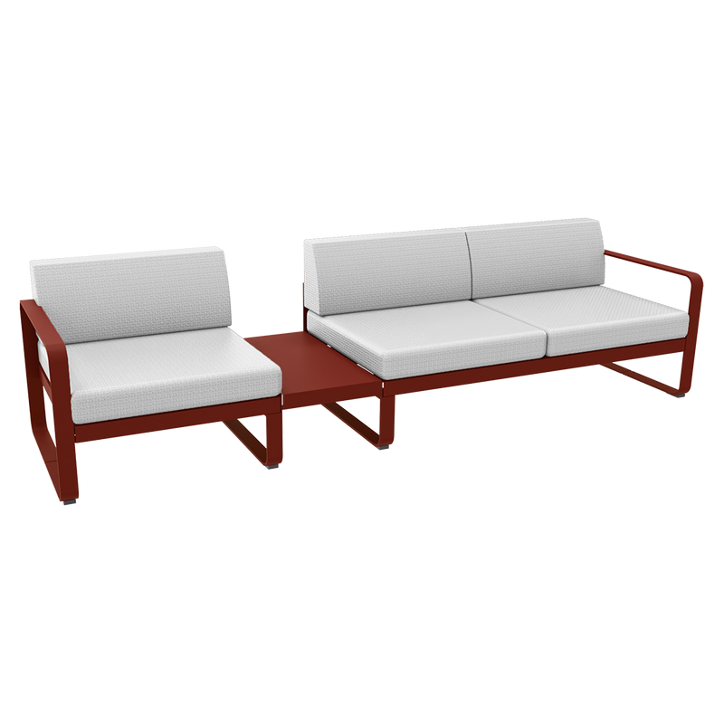 Load image into Gallery viewer, Fermob Bellevie Modular Sofa Composition 1A – Chilli frame with Off-White fabric cushions
