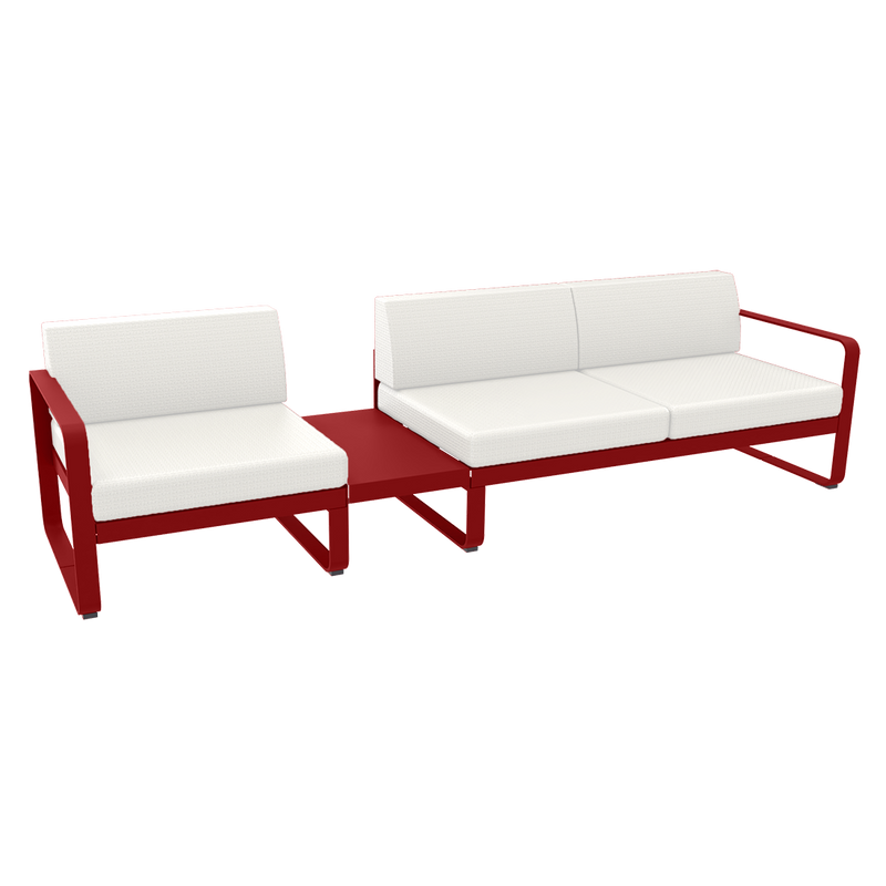 Load image into Gallery viewer, Fermob Bellevie Modular Sofa Composition 1A – Chilli frame with Pearl fabric cushions
