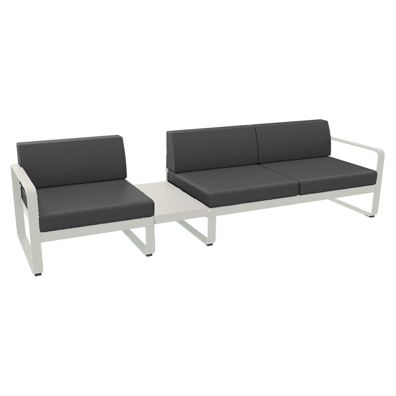 Load image into Gallery viewer, Fermob Bellevie Modular Sofa Composition 1A – Clay Grey frame with Graphite Grey fabric cushions
