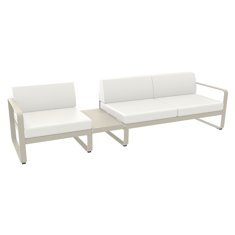Load image into Gallery viewer, Fermob Bellevie Modular Sofa Composition 1A – Clay Grey frame with Pearl fabric cushions
