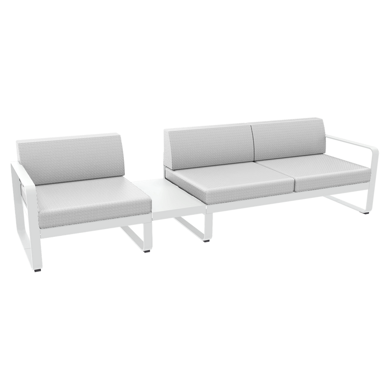 Load image into Gallery viewer, Fermob Bellevie Modular Sofa Composition 1A – Cotton White frame with Off-White fabric cushions

