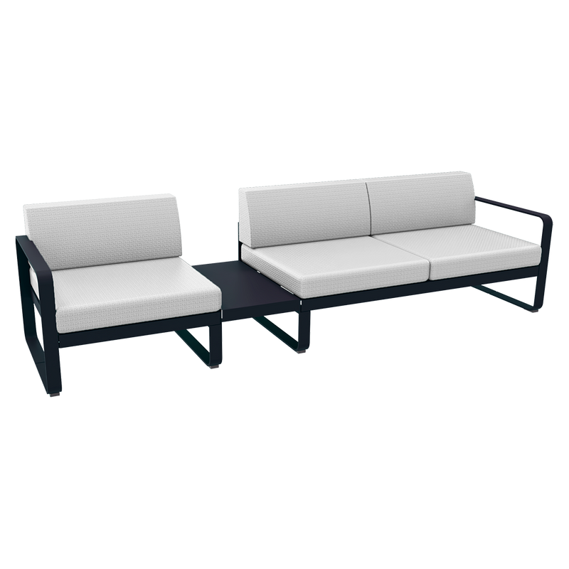 Load image into Gallery viewer, Fermob Bellevie Modular Sofa Composition 1A – Deep Blue frame with Off-White fabric cushions

