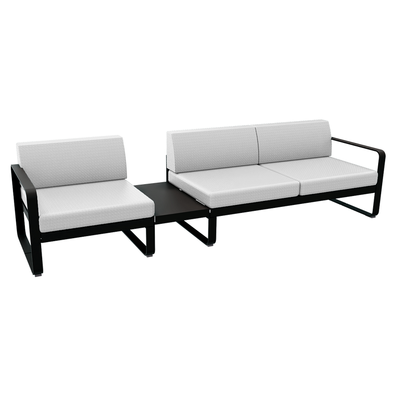 Load image into Gallery viewer, Fermob Bellevie Modular Sofa Composition 1A – Liquorice frame with Off-White fabric cushions
