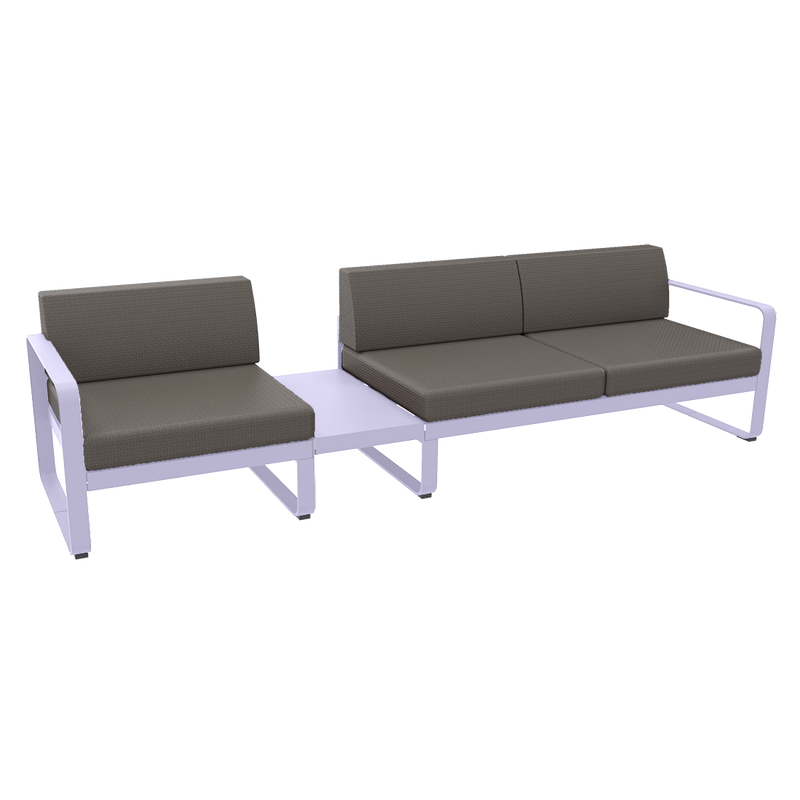Load image into Gallery viewer, Fermob Bellevie Modular Sofa Composition 1A – Marshmallow frame with Grey Taupe fabric cushions
