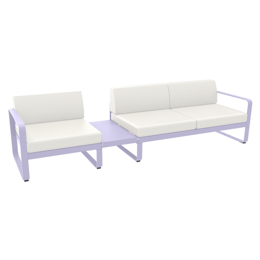 Fermob Bellevie Modular Sofa Composition 1A – Marshmallow frame with Pearl fabric cushions