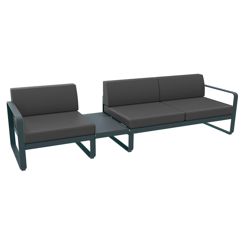 Load image into Gallery viewer, Fermob Bellevie Modular Sofa Composition 1A – Storm Grey frame with Graphite Grey fabric cushions
