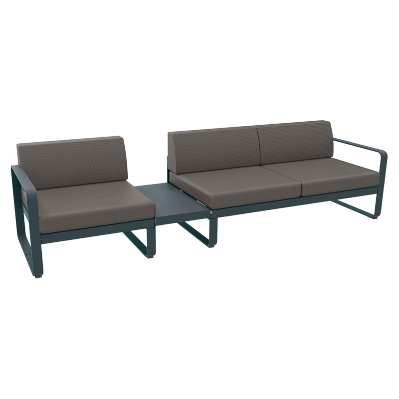 Load image into Gallery viewer, Fermob Bellevie Modular Sofa Composition 1A – Storm Grey frame with Grey Taupe fabric cushions
