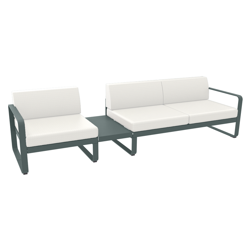 Load image into Gallery viewer, Fermob Bellevie Modular Sofa Composition 1A – Storm Grey frame with Pearl fabric cushions
