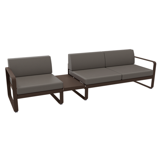 Fermob Bellevie Modular Sofa Composition 1A – Tonka frame with Grey Taupe fabric cushions