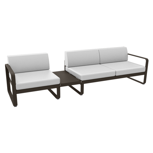 Fermob Bellevie Modular Sofa Composition 1A – Tonka frame with Off-White fabric cushions