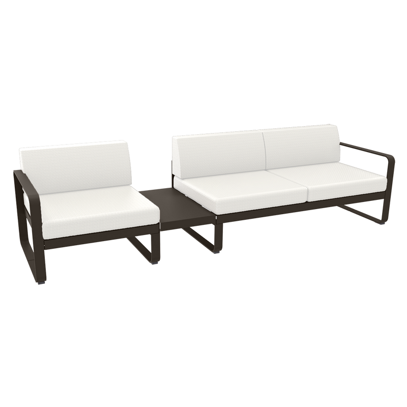 Load image into Gallery viewer, Fermob Bellevie Modular Sofa Composition 1A – Tonka frame with Pearl fabric cushions
