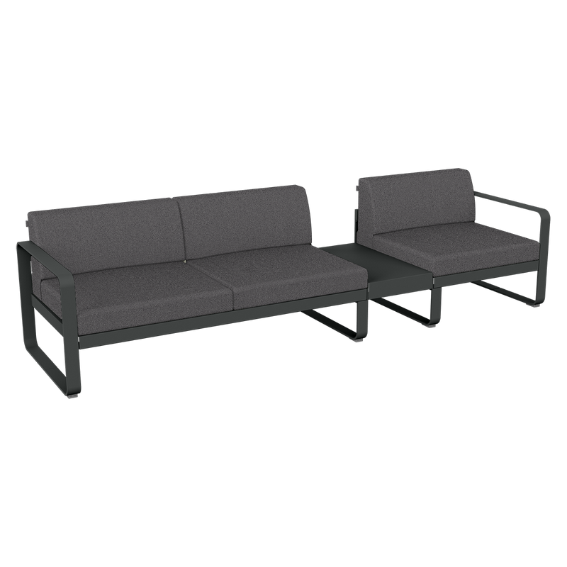 Load image into Gallery viewer, Fermob Bellevie Modular Sofa Composition 1B – Anthracite frame with Graphite Grey fabric cushions
