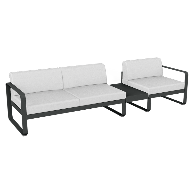 Load image into Gallery viewer, Fermob Bellevie Modular Sofa Composition 1B – Anthracite frame with Off-White fabric cushions
