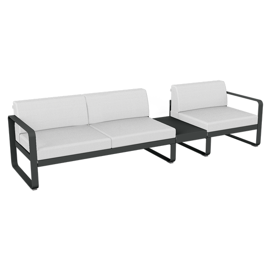 Fermob Bellevie Modular Sofa Composition 1B – Anthracite frame with Off-White fabric cushions
