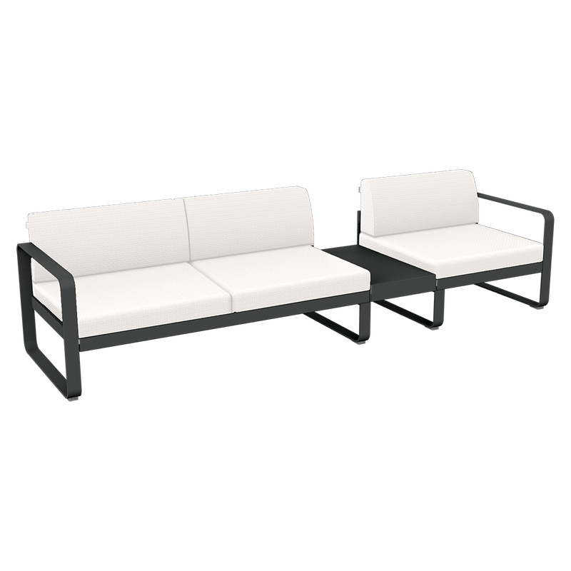 Load image into Gallery viewer, Fermob Bellevie Modular Sofa Composition 1B – Anthracite frame with Pearl fabric cushions
