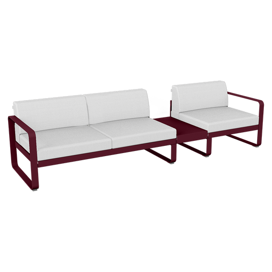 Fermob Bellevie Modular Sofa Composition 1B – Black Cherry frame with Off-White fabric cushions