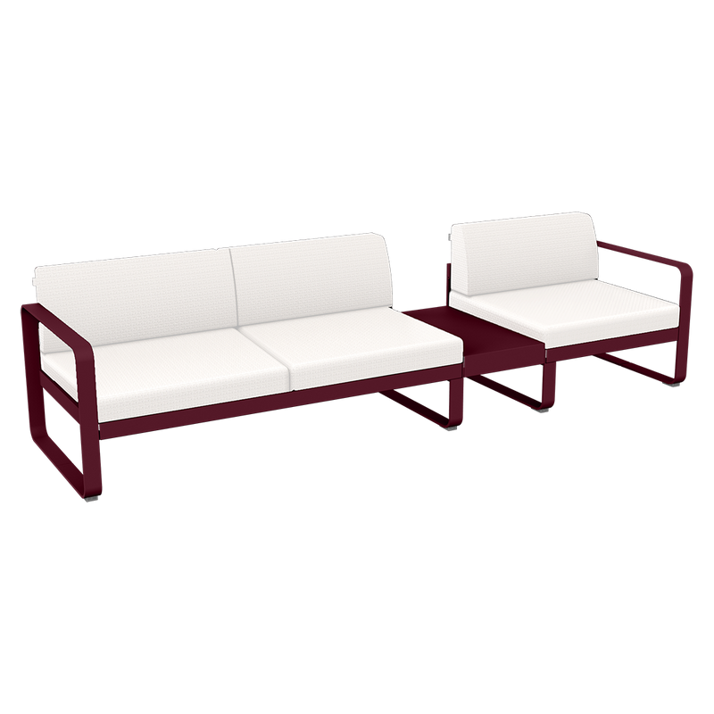 Load image into Gallery viewer, Fermob Bellevie Modular Sofa Composition 1B – Black Cherry frame with Pearl fabric cushions
