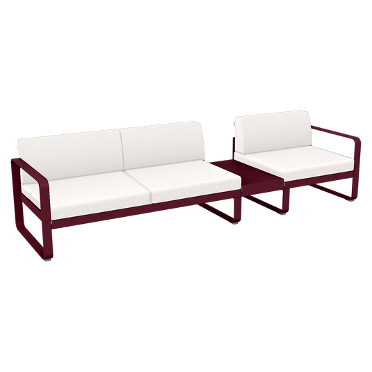Fermob Bellevie Modular Sofa Composition 1B – Black Cherry frame with Pearl fabric cushions