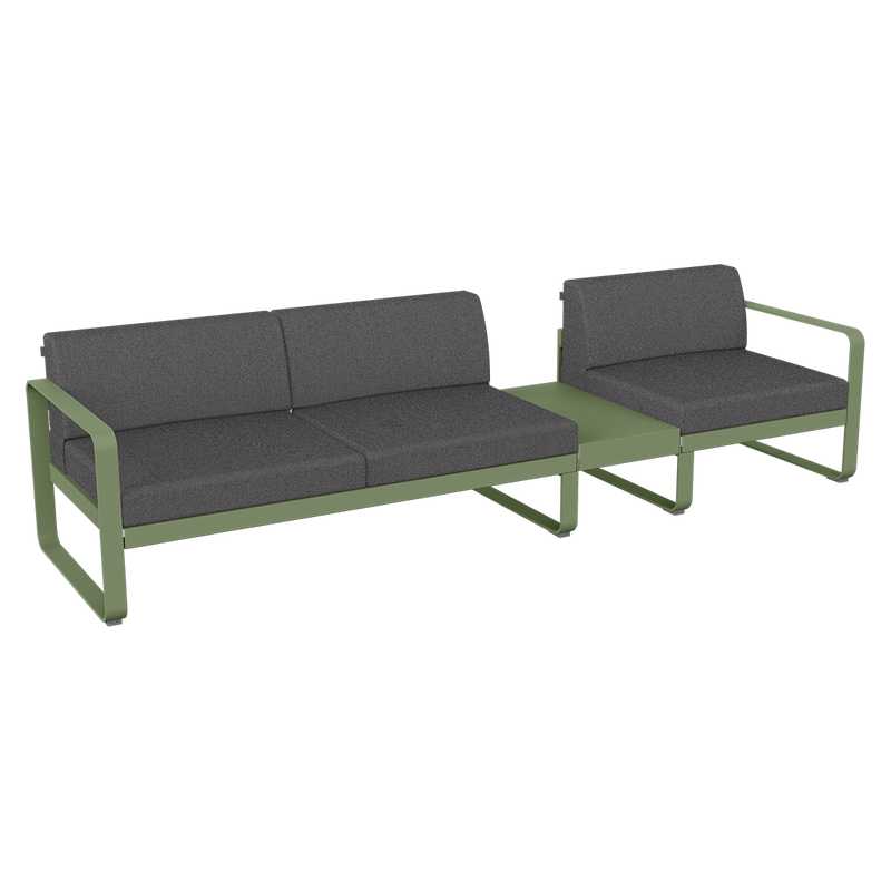 Load image into Gallery viewer, Fermob Bellevie Modular Sofa Composition 1B – Cactus frame with Graphite Grey fabric cushions
