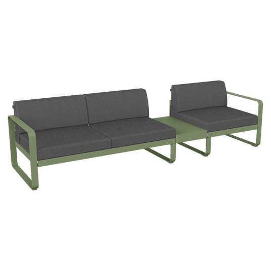 Fermob Bellevie Modular Sofa Composition 1B – Cactus frame with Graphite Grey fabric cushions