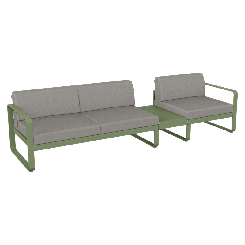Load image into Gallery viewer, Fermob Bellevie Modular Sofa Composition 1B – Cactus frame with Grey Taupe fabric cushions
