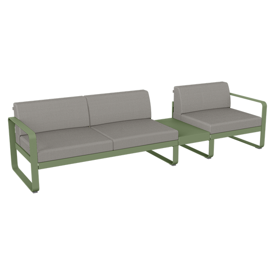 Fermob Bellevie Modular Sofa Composition 1B – Cactus frame with Grey Taupe fabric cushions