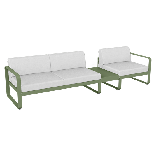 Fermob Bellevie Modular Sofa Composition 1B – Cactus frame with Off-White fabric cushions