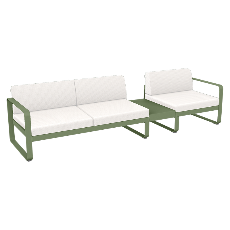 Load image into Gallery viewer, Fermob Bellevie Modular Sofa Composition 1B – Cactus frame with Pearl fabric cushions
