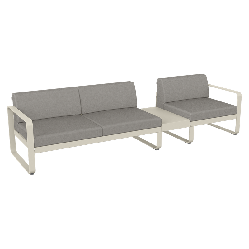Load image into Gallery viewer, Fermob Bellevie Modular Sofa Composition 1B – Clay Grey frame with Grey Taupe fabric cushions
