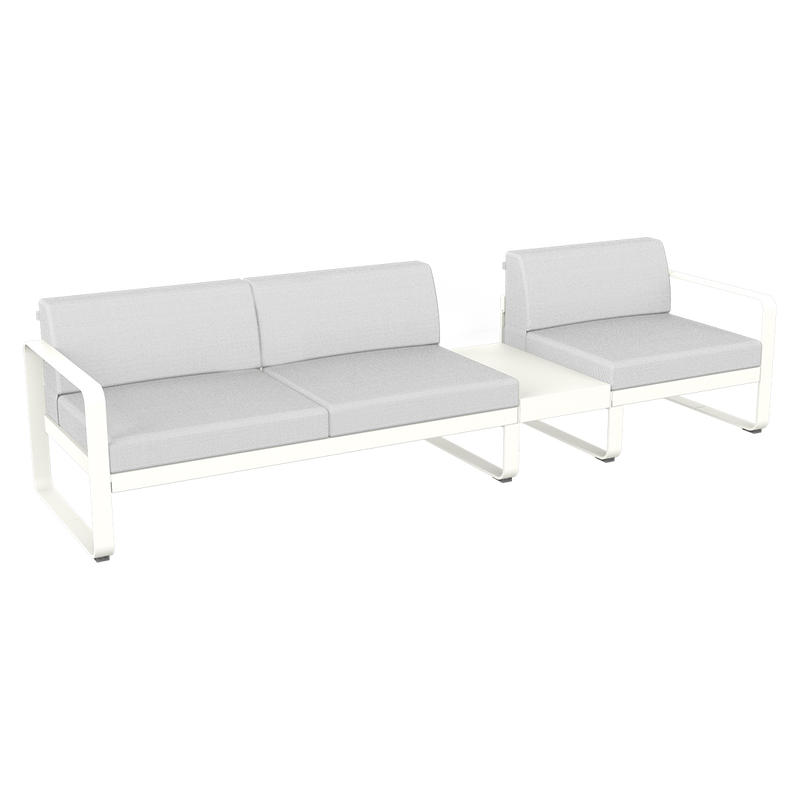 Load image into Gallery viewer, Fermob Bellevie Modular Sofa Composition 1B – Cotton White frame with Off-White fabric cushions
