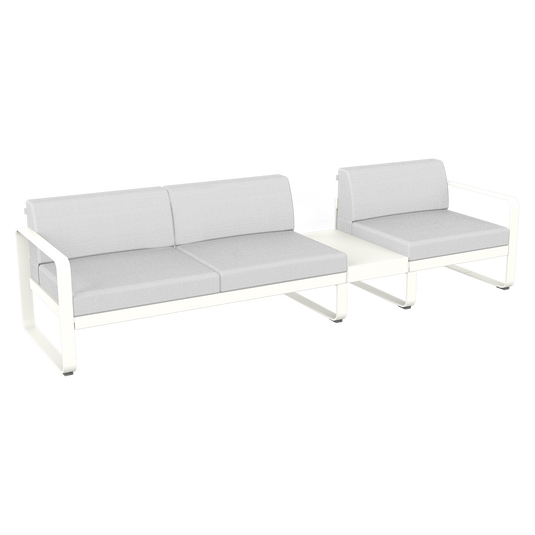 Fermob Bellevie Modular Sofa Composition 1B – Cotton White frame with Off-White fabric cushions