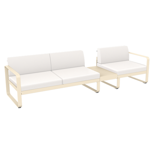 Fermob Bellevie Modular Sofa Composition 1B – Latte Beige frame with Pearl fabric cushions