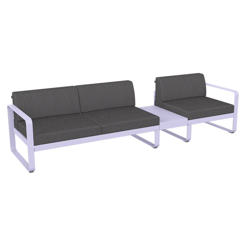 Load image into Gallery viewer, Fermob Bellevie Modular Sofa Composition 1B – Marshmallow frame with Graphite Grey fabric cushions
