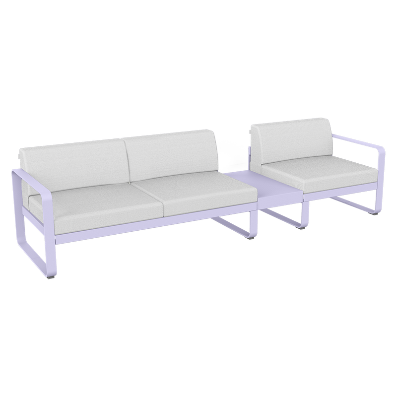 Load image into Gallery viewer, Fermob Bellevie Modular Sofa Composition 1B – Marshmallow frame with Off-White fabric cushions
