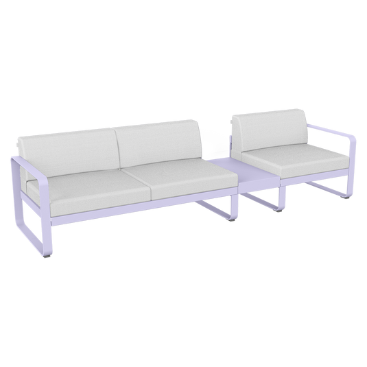 Fermob Bellevie Modular Sofa Composition 1B – Marshmallow frame with Off-White fabric cushions