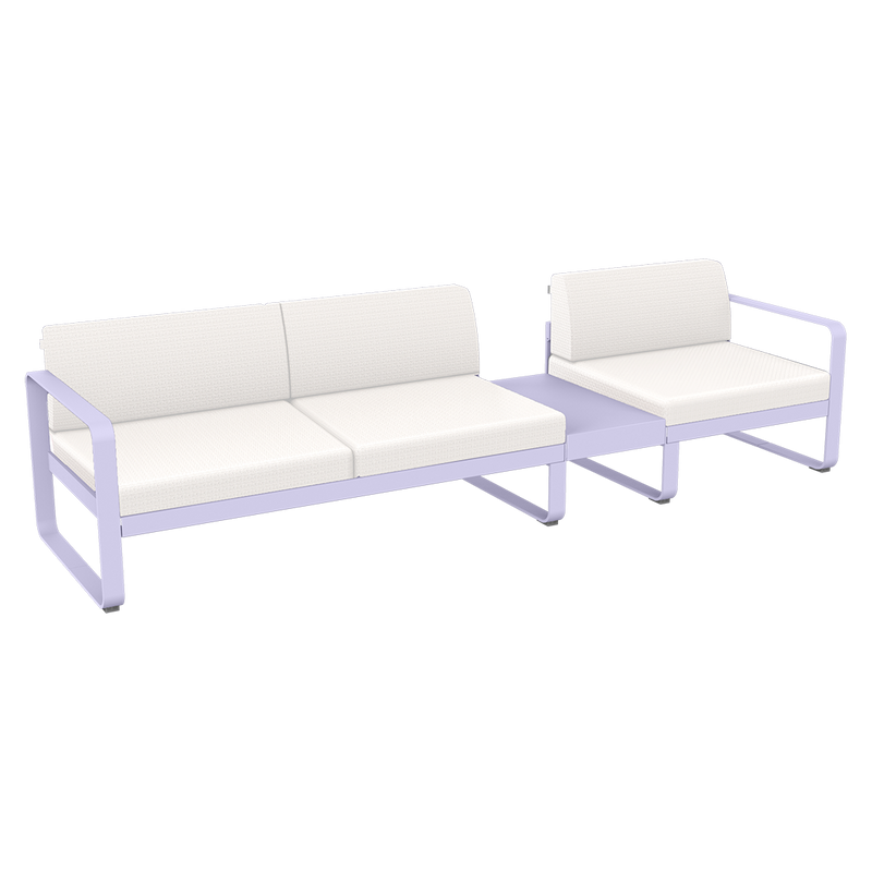 Load image into Gallery viewer, Fermob Bellevie Modular Sofa Composition 1B – Marshmallow frame with Pearl fabric cushions
