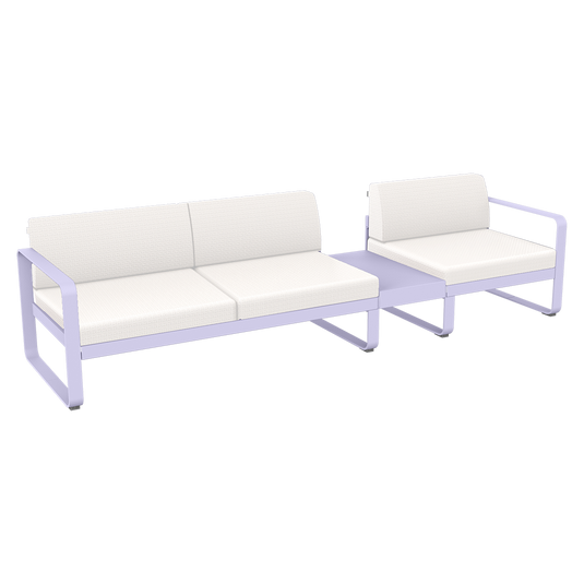 Fermob Bellevie Modular Sofa Composition 1B – Marshmallow frame with Pearl fabric cushions