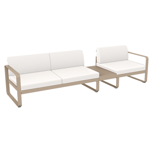 Fermob Bellevie Modular Sofa Composition 1B – Nutmeg frame with Pearl fabric cushions