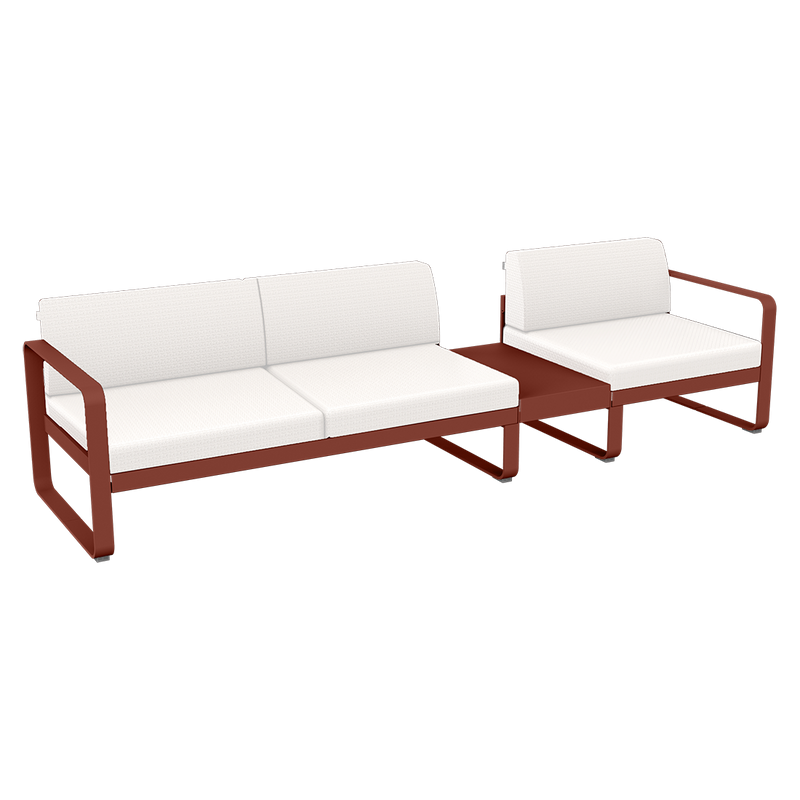 Load image into Gallery viewer, Fermob Bellevie Modular Sofa Composition 1B – Red Ochre frame with Pearl fabric cushions
