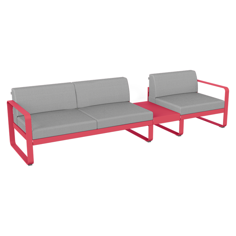 Load image into Gallery viewer, Fermob Bellevie Modular Sofa Composition 1B – Rosalie frame with Flannel Grey fabric cushions
