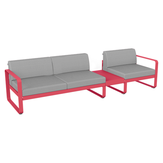 Fermob Bellevie Modular Sofa Composition 1B – Rosalie frame with Flannel Grey fabric cushions