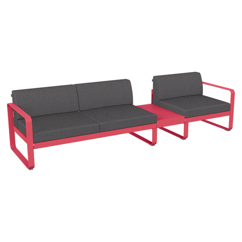 Load image into Gallery viewer, Fermob Bellevie Modular Sofa Composition 1B – Rosalie frame with Graphite Grey fabric cushions
