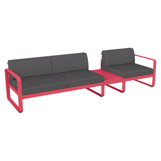Fermob Bellevie Modular Sofa Composition 1B – Rosalie frame with Graphite Grey fabric cushions