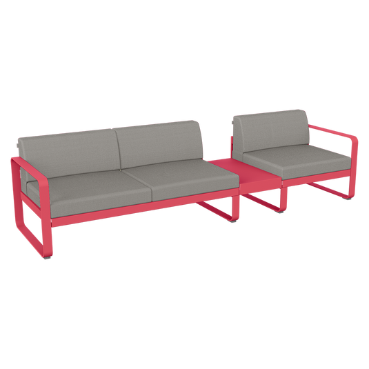 Fermob Bellevie Modular Sofa Composition 1B – Rosalie frame with Grey Taupe fabric cushions