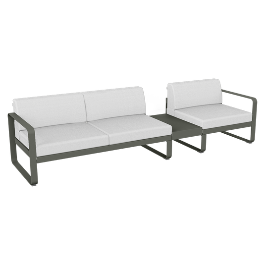 Fermob Bellevie Modular Sofa Composition 1B – Rosemary frame with Off-White fabric cushions