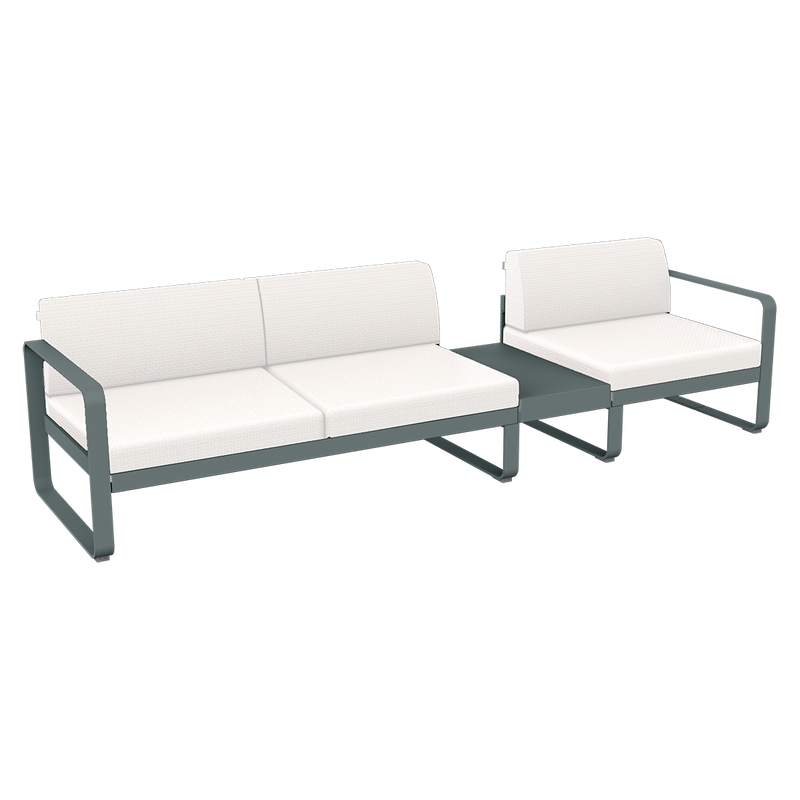 Load image into Gallery viewer, Fermob Bellevie Modular Sofa Composition 1B – Storm Grey frame with Pearl fabric cushions

